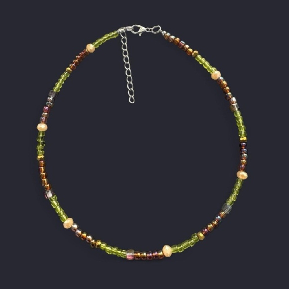 Amber Honey Seed Bead Choker Necklace